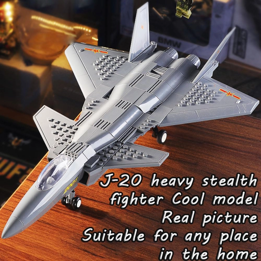 J-20 Heavy Stealth Fighter Military Fighter Air Force Building Block Set,WW2 Military Airplanes Model,Aircraft Plane Brick Building Set Toy Gifts for Kids and Adults,290PCS