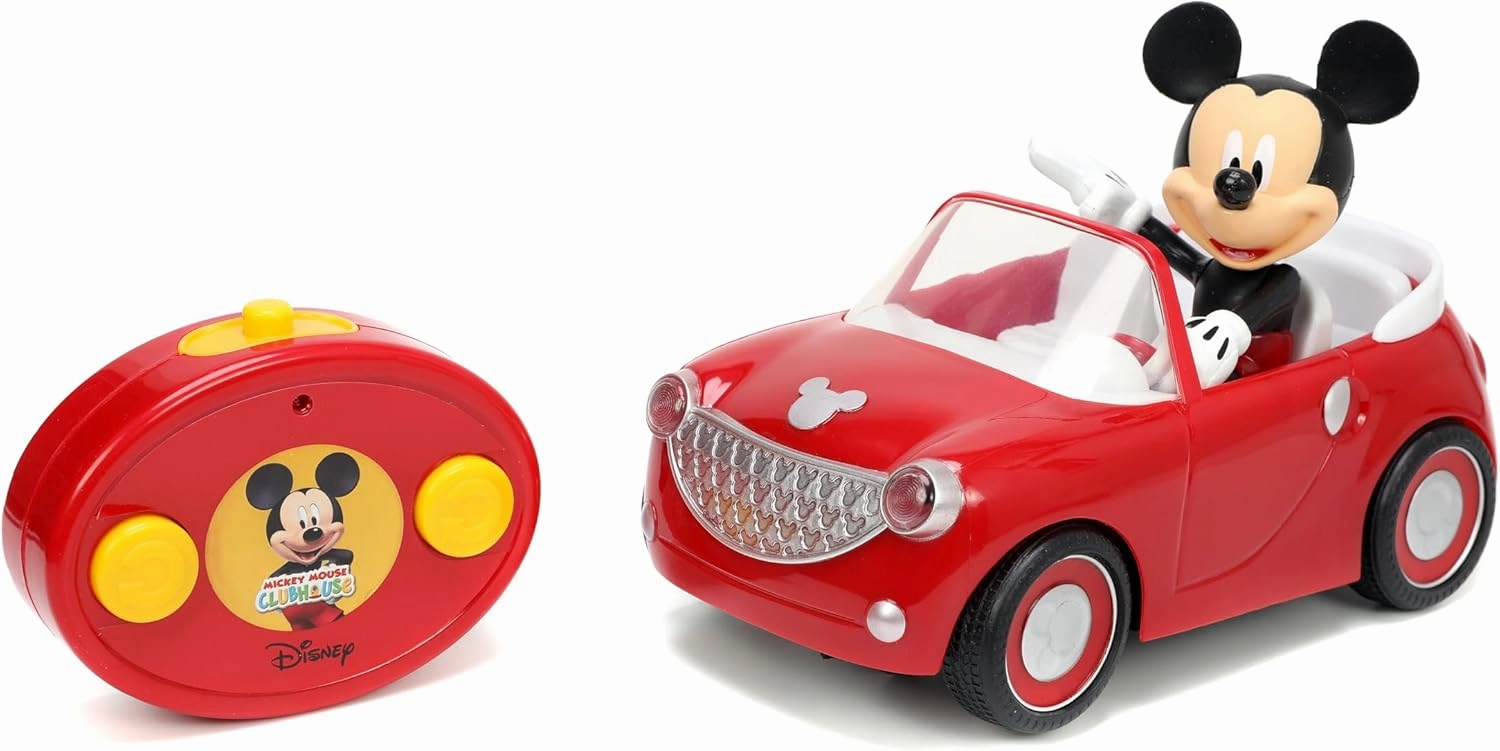 JADA Disney Junior Mickey Mouse Roadster R/C – Remote Control Car with Simple Controller, 1:24 Scale – Fun Toy for Kids Ages 4 
