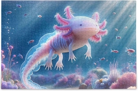 Jelly Fish Axolotl Jigsaw Puzzle 500 Pieces Adults Friends Family Game Gifts Fun Puzzles for Adults Custom Landscape Animal Art, 20.5" x 14.9"