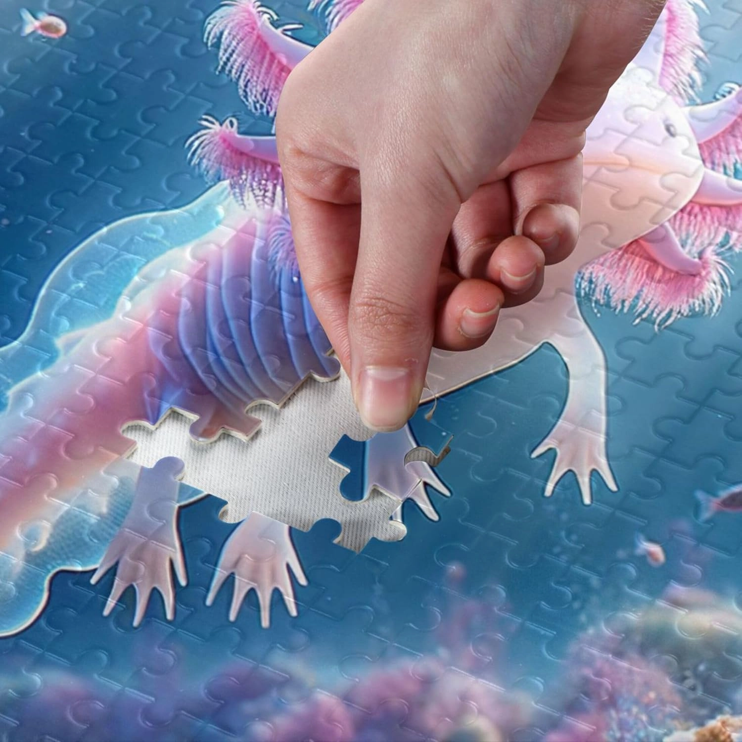 Jelly Fish Axolotl Jigsaw Puzzle 500 Pieces Adults Friends Family Game Gifts Fun Puzzles for Adults Custom Landscape Animal Art, 20.5" x 14.9"
