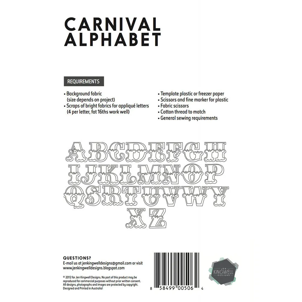 Jen Kingwell, Carnival Alphabet Pattern