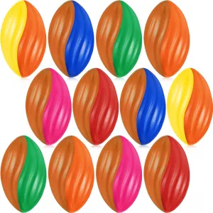 Jerify 12 Pcs Mini Footballs for Kids Spiral Foam Football Bulk 5 Inch Soft Small Waterproof Foam Ball Sports Birthday Toddler Football for Indoor and Outdoor Game(Festive Color)