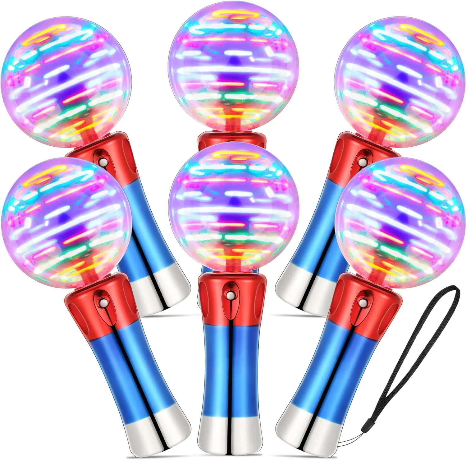 Jerify 6 Pieces Light up Magic Ball Wand Flashing LED Thrilling Light Show Orbiter Rotating Wands for Birthday Party Favor Classroom Prizes
