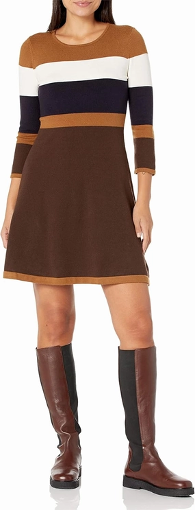 Jessica Howard Women's Colorblock Sweater Shift Mini Dress with ¾ Sleeves