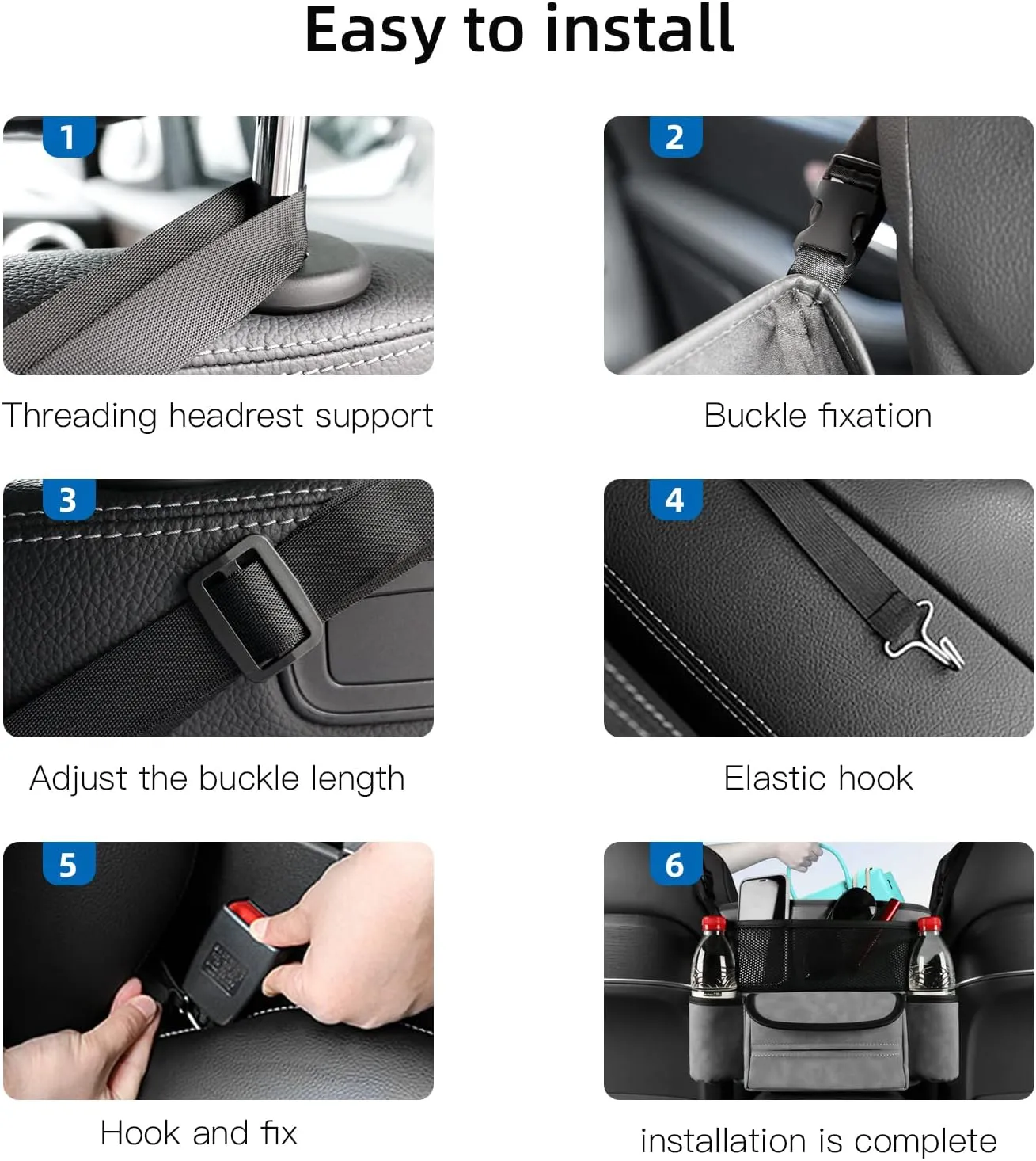 JEYODA Car Suede Seat Organizer High-capacity Seat Back Pouch Central Storage for Pickup SUVs Double-sided Tissue Storage Handbag Holder Car Accessories (Blue)