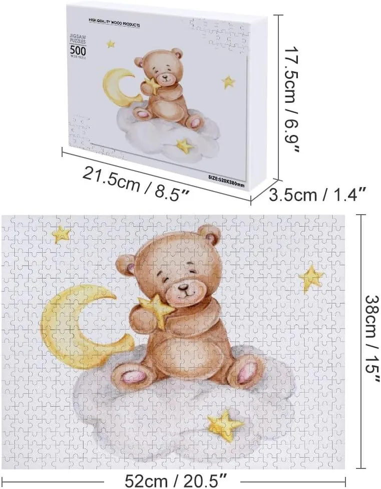 Jigsaw Puzzle 1000 Pieces Cute Teddy Bear Watercolor Puzzles for Adults Creative Gift Puzzles Funny Family Games Multiple Size