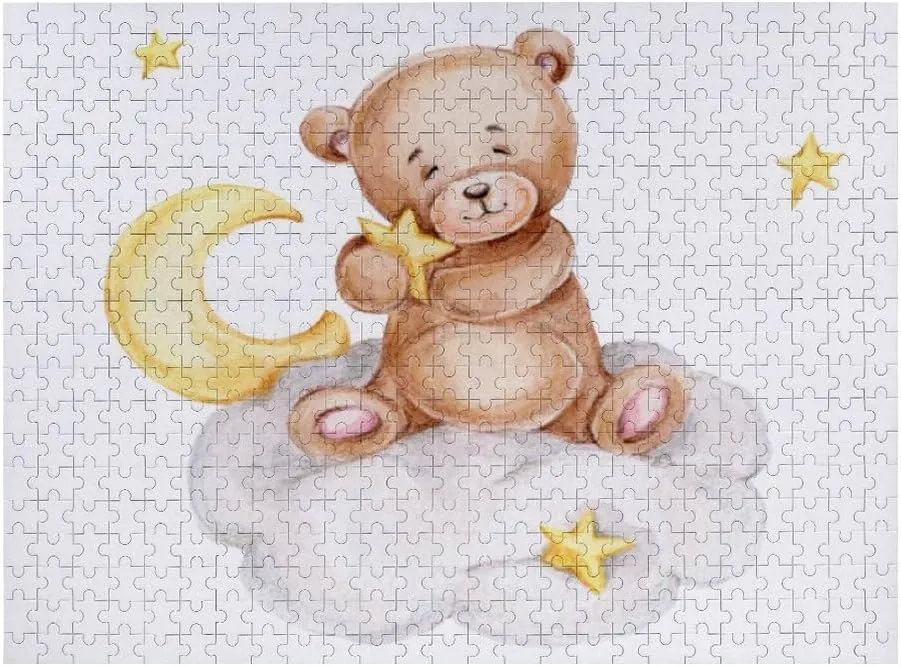 Jigsaw Puzzle 1000 Pieces Cute Teddy Bear Watercolor Puzzles for Adults Creative Gift Puzzles Funny Family Games Multiple Size