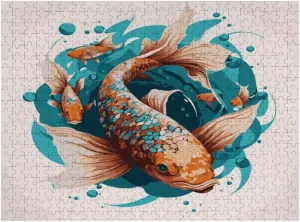 Jigsaw Puzzle 1000 Pieces Cute Unique Japanese Koi Fish Puzzles for Adults Creative Gift Puzzles Funny Family Games Multiple Size