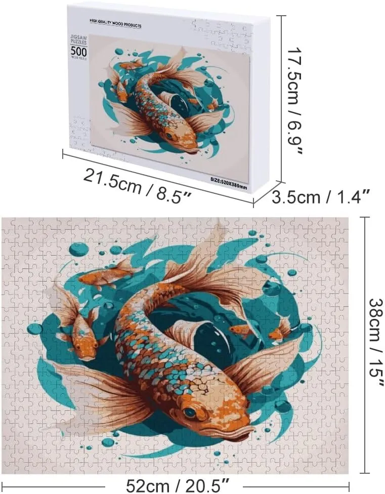 Jigsaw Puzzle 1000 Pieces Cute Unique Japanese Koi Fish Puzzles for Adults Creative Gift Puzzles Funny Family Games Multiple Size