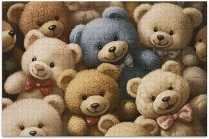 Jigsaw Puzzles 500 Pieces Adult Family White Elephant Gifts Cool Puzzle for Adults Toy Game Artwork Vintage Teddy Bear Collection, 20.5x14.9 Inch