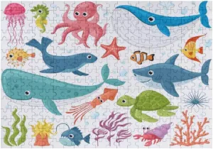 Jigsaw Puzzles Cute Ocean Fish Octopus Shark Turtle JellyfishDIY Brain Challenge Puzzle Educational Intellectual Decompress Fun Toy for Adults Children Gifts Boys Girls Home Decor 500 pcs