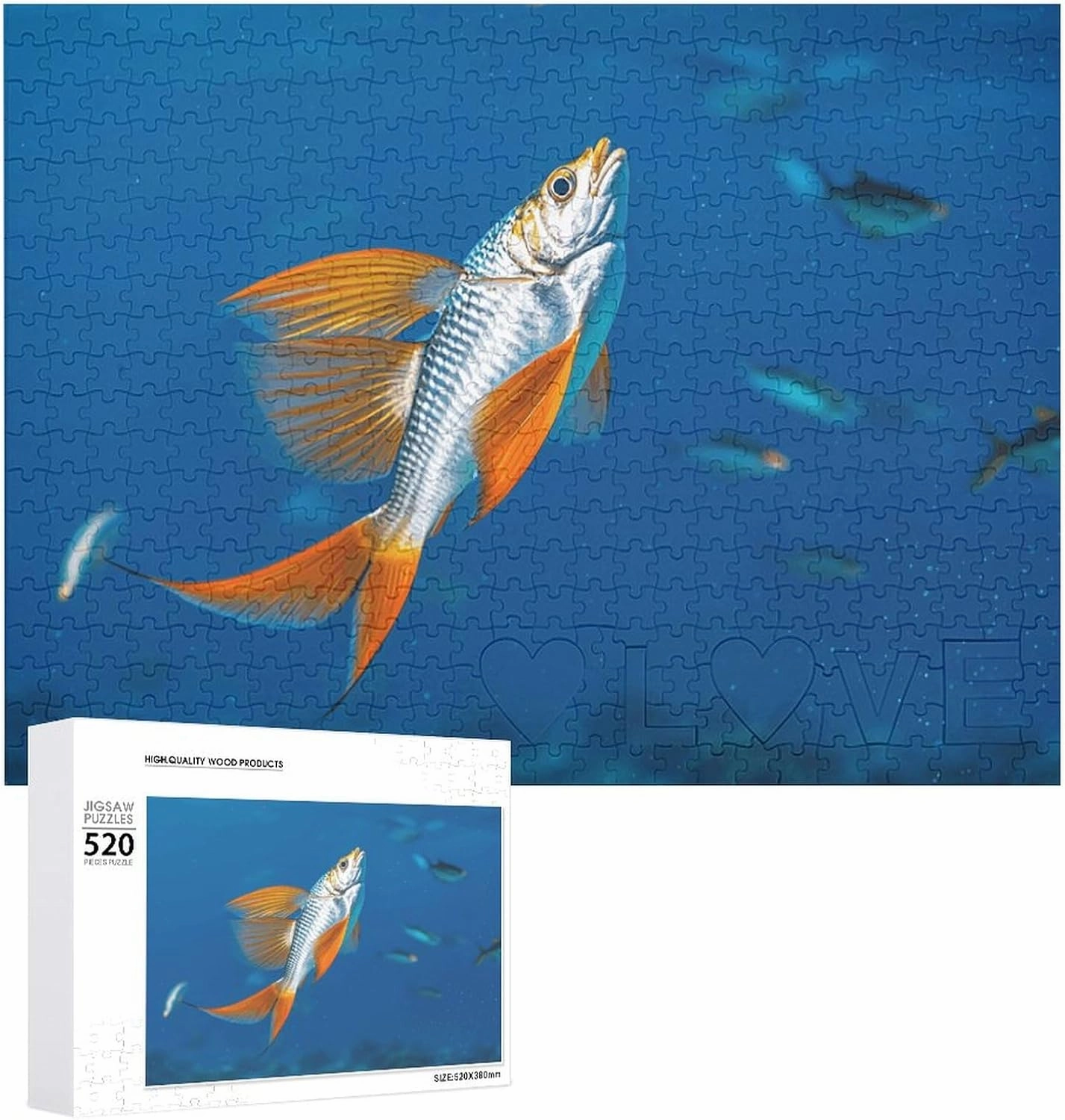 Jigsaw Puzzle Flying Fish Adult Puzzle Wooden Puzzle Challenging Puzzles for Adults Family Puzzle Collage Puzzles 520 Piece Puzzle Game for Puzzle Lovers 20.5x15 in