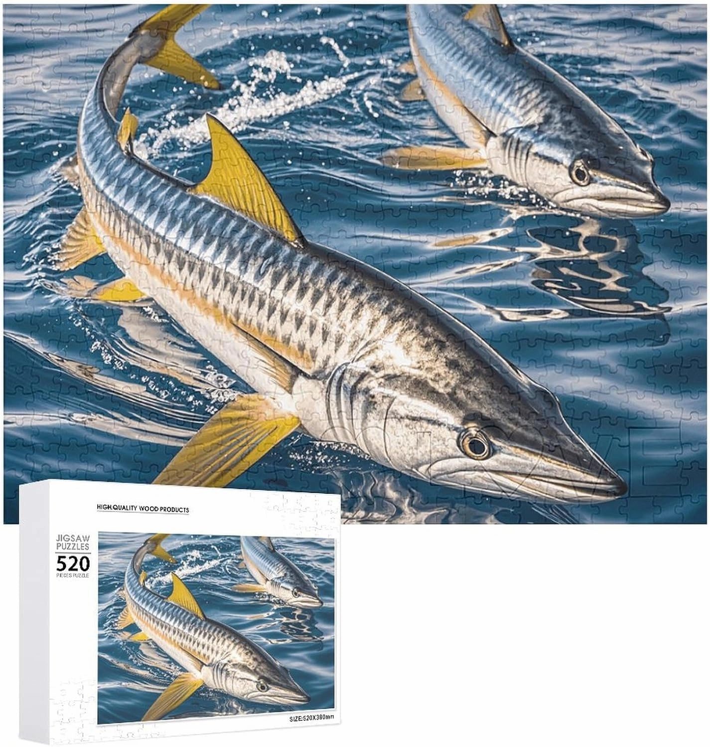 Jigsaw Puzzle Two Big Fish in The Water Adult Puzzle Wooden Puzzle Challenging Puzzles for Adults Family Puzzle Collage Puzzles 520 Piece Puzzle Game for Puzzle Lovers 20.5x15 in