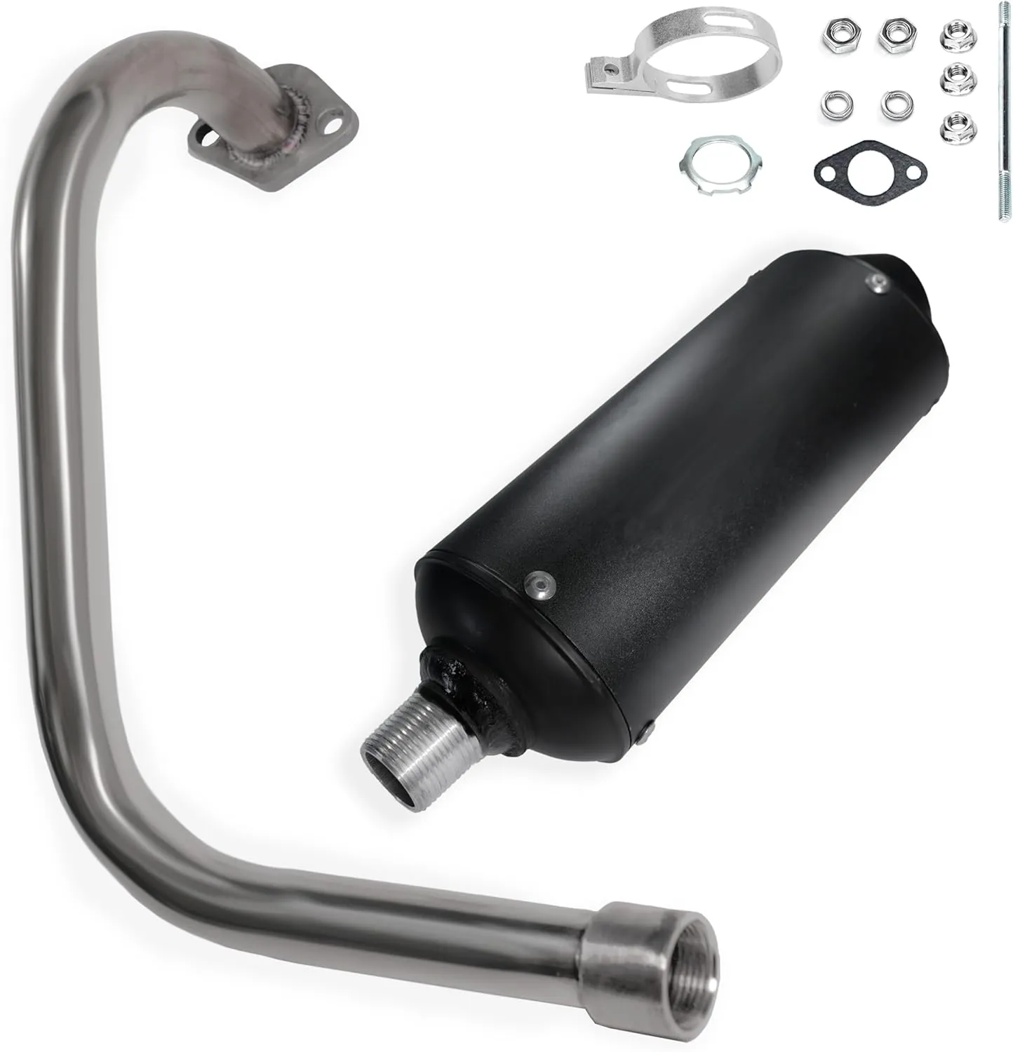 JMCHstore Performance Long Exhuast Pipe Muffler for Coleman BT200X CT200U EX KT196 196 Mini Bike Go Kart Predator 212 224 Honda GX160 Clone Engine Baja Warrior MB200 Parts (Black)