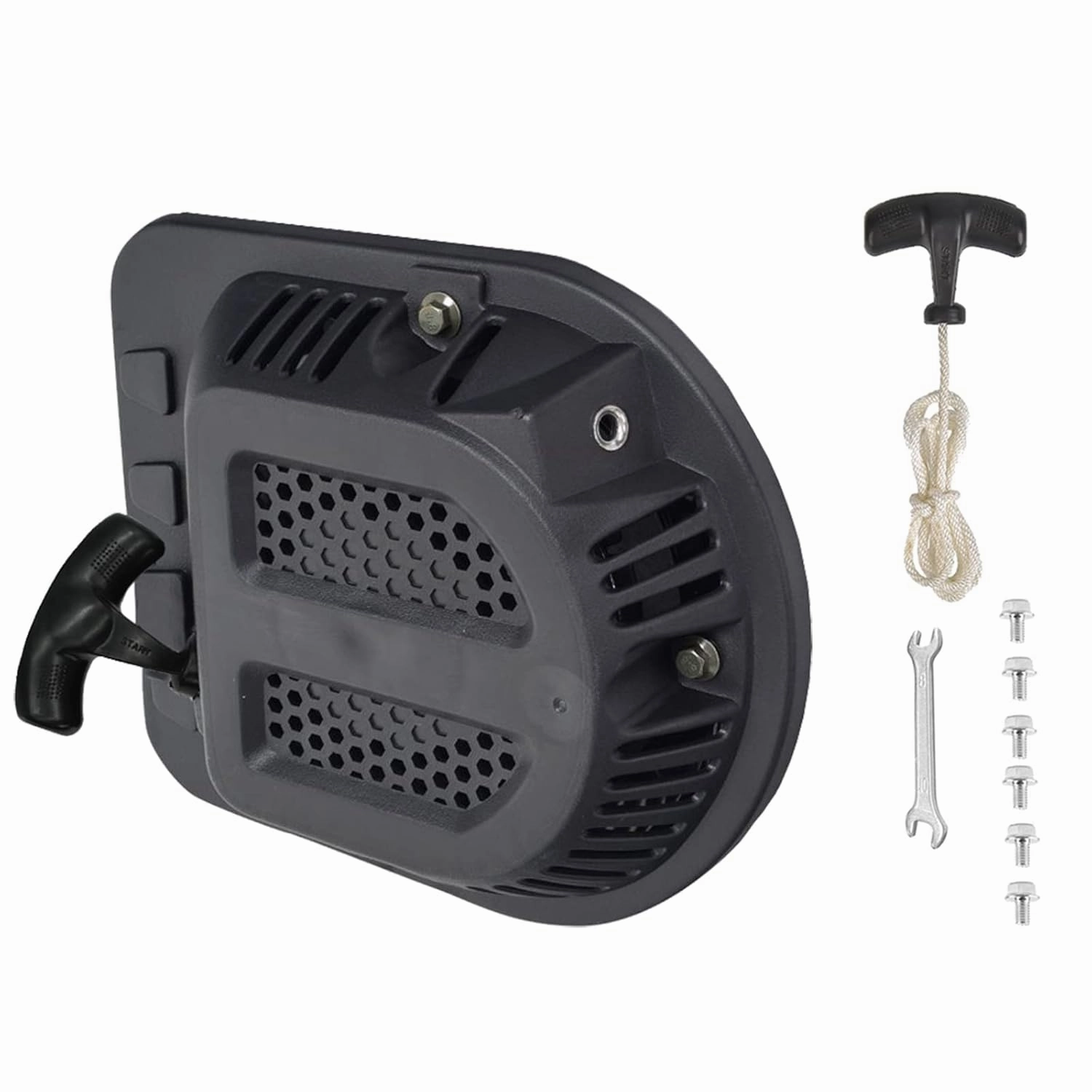 JMCHstore Pull Start Recoil Starter Assembly for Massimo Moto Baja MB200 MB200GC 196cc 4 Stroke 6.5hp Baja Heat, Mini Baja, Baja Warrior 196cc Mini Bike Replacement Parts w/Spare Pull Cord & Handle