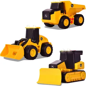 John Deere Realistic Farm Vehicles 3 Pack, 5" Toy Construction Vehicles with Lights, Sounds and Friction Rev Motor, Party Favor and Gift for Kids 3 