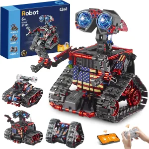 JOJO&Peach Stem Building Toys, Remote & APP Controlled 4 in 1 Wall Robot/Stunt Car/Triangle Robot, STEM Projects Creative Gifts Toys for Boys Girls 6-12 (560 Pieces)
