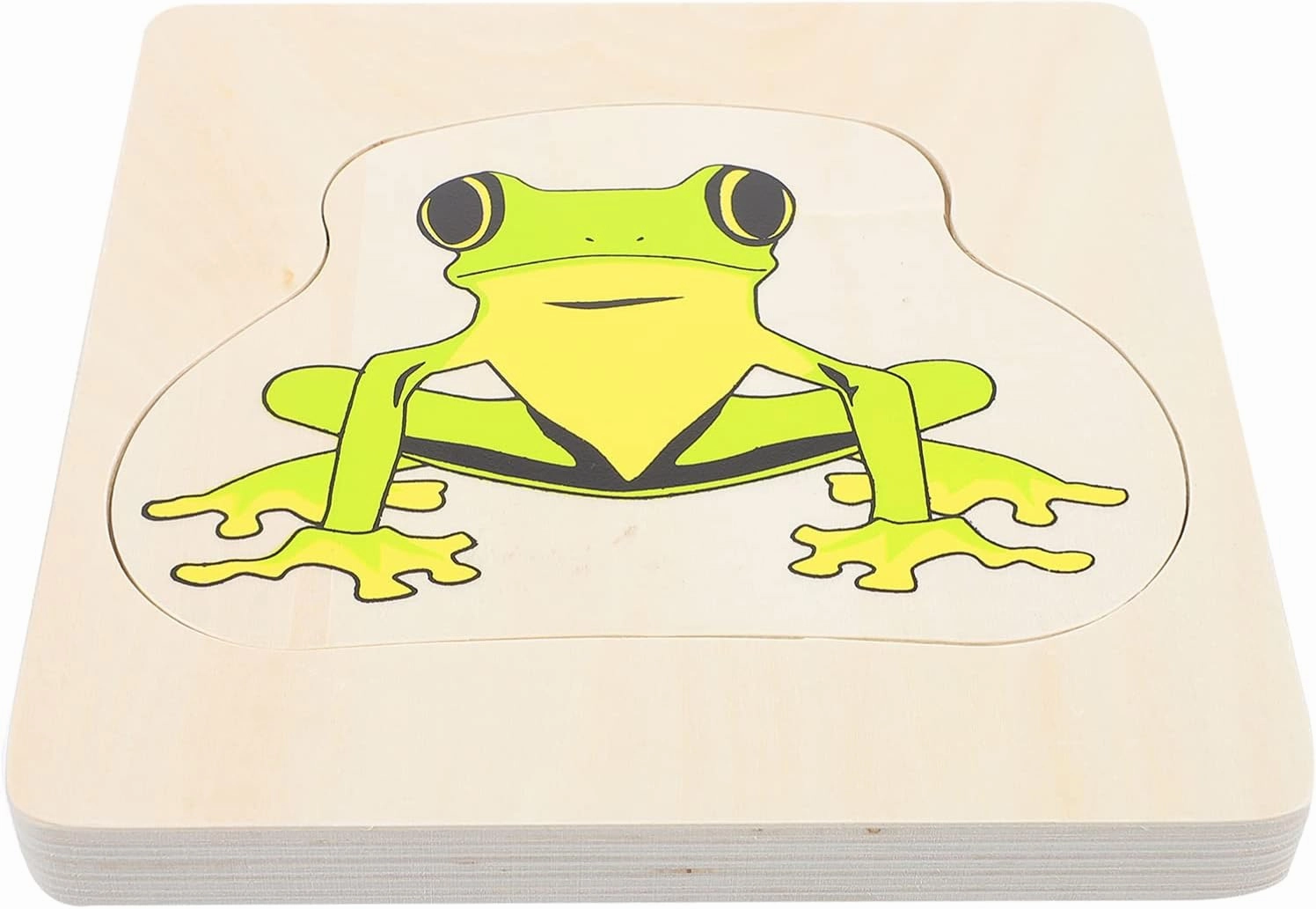 jojofuny 1 Set Wooden Multi Layered Puzzles, Life Cycle of Frog, Cartoon Montessori Toy DIY Puzzle Early Educational Toy for Children Kids