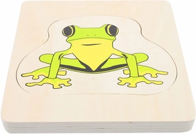 jojofuny 1 Set Wooden Multi Layered Puzzles, Life Cycle of Frog, Cartoon Montessori Toy DIY Puzzle Early Educational Toy for Children Kids