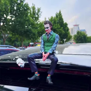 Joker Car Accessories | Collectible Action Figure with Wearable Clown Mask | Heath Ledger Joker Car Rear View Mirror Ornament