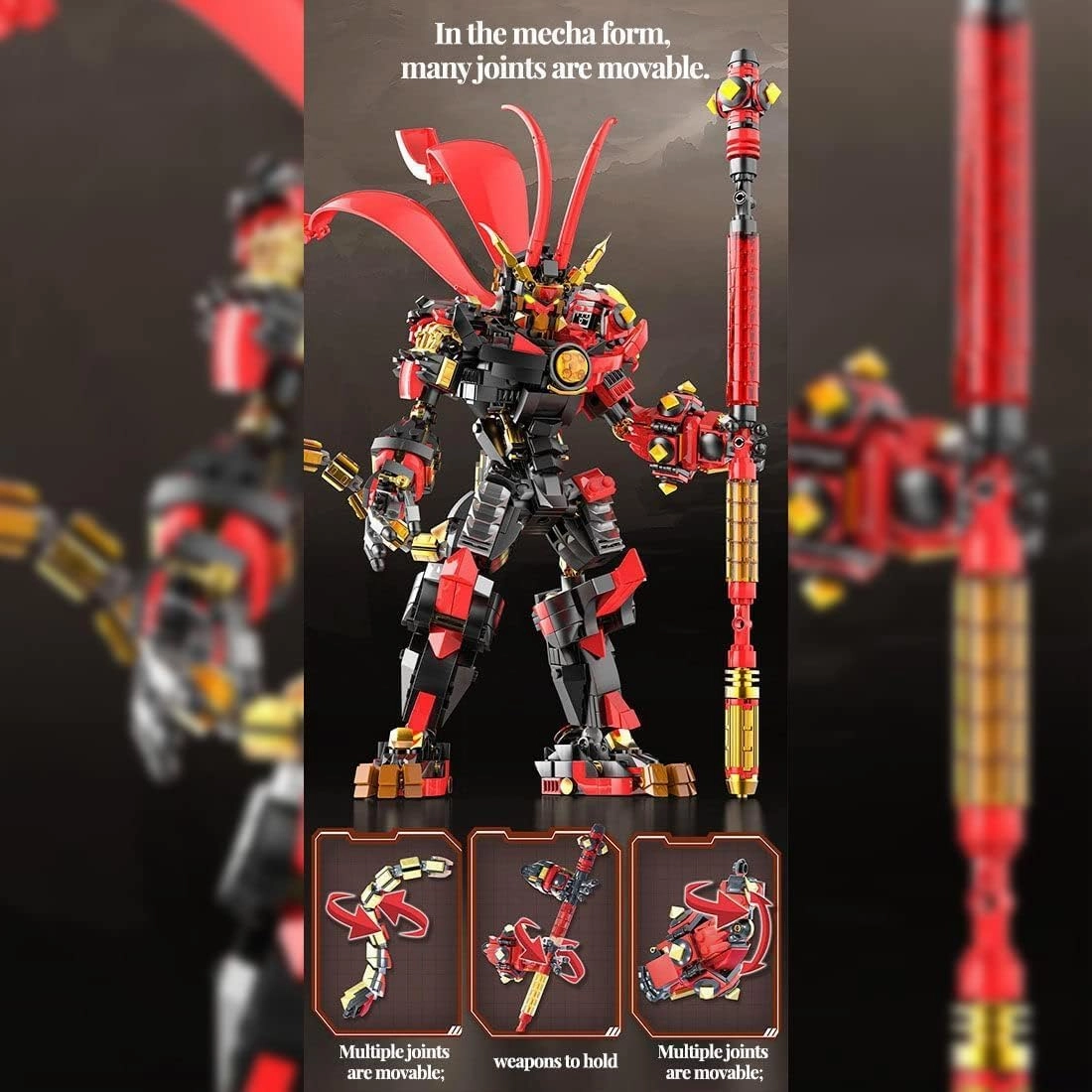 JOMIOD MOC China Chic Mecha Six-Eared Macaque General Chinoiserie Model, 1177PCS Collectible Mecha Toy for Kids Adults Christmas Birthdays Gift, Mech Action Figure Building Model