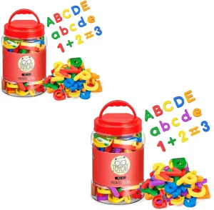 JoyCat 78PCS   104PCS Magnetic Letters Numbers Alphabet Fridge Magnets ABC 123 Preschool Educational Learning Plastic Colorful Toy Set Uppercase Lowercase Math Symbols for Toddlers Kids