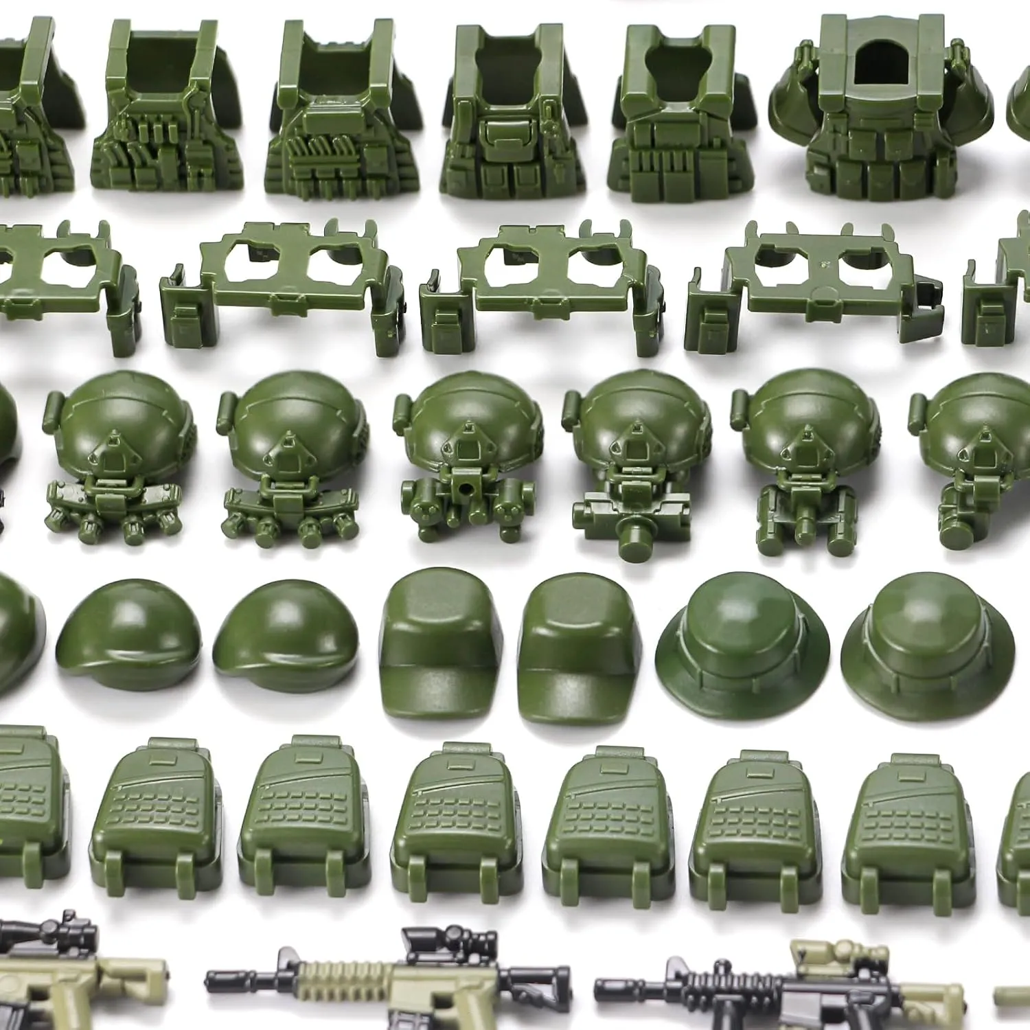 Jungle Green Army Accessories Kit 325 Pcs Military Weapons Pack Gear E.O.D Suit NVD Helmet Shipping Container Armory Building Block Toy for Soldiers Compatible with Major Brands