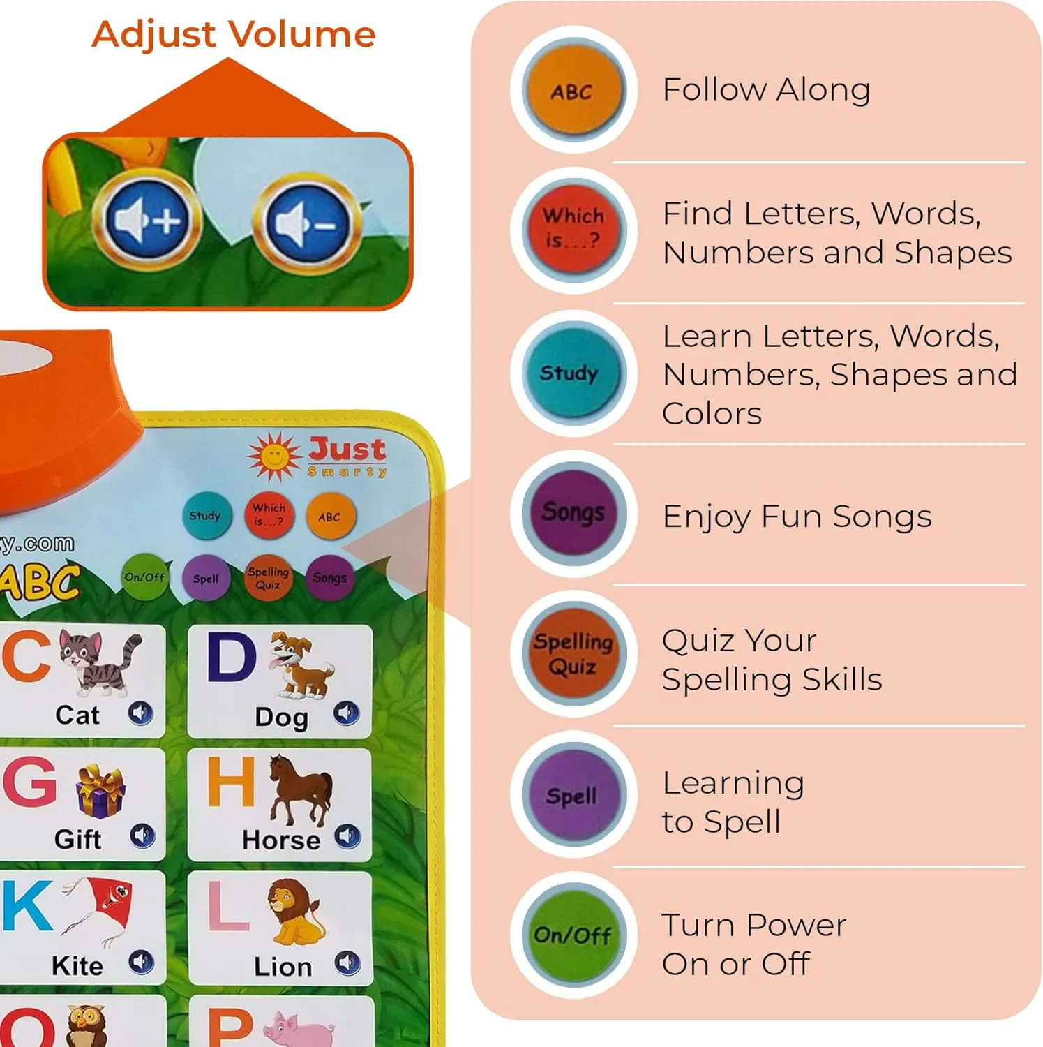 Just Smarty Interactive Learning & Education Toys for 2  year old | Alphabet Learning Toddler Toys Age 1-2 | Learning Toys for 1   Year Old Boys and Girls | ABC Baby Learning Toys 12-18 Months
