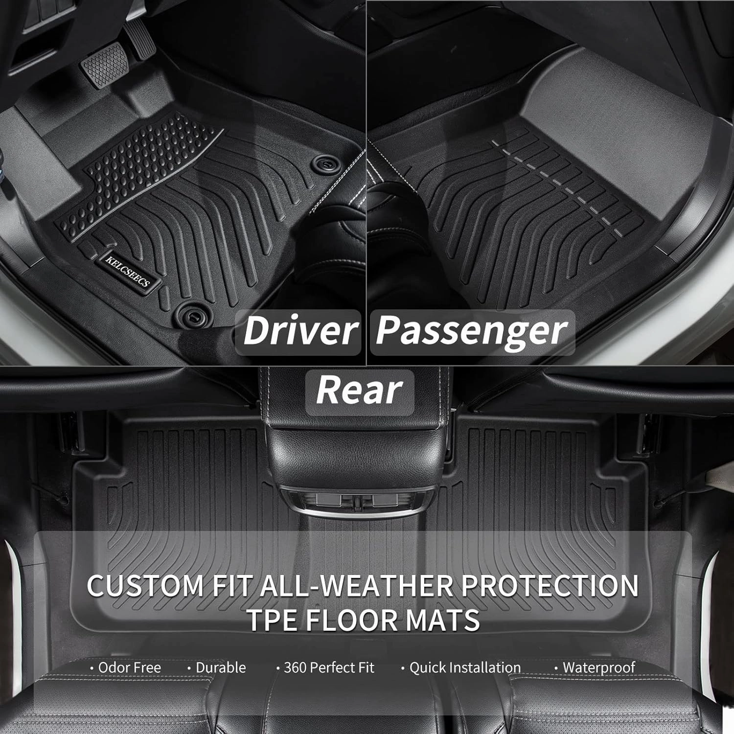 KELCSEECS Floor Mats & Cargo Liner Custom for Audi A6 (Not for A6 Allroad Models) 2019-2024 2025,All Weather Protection TPE Floor Liners Front Row and Second Row Full Set Accessories Black