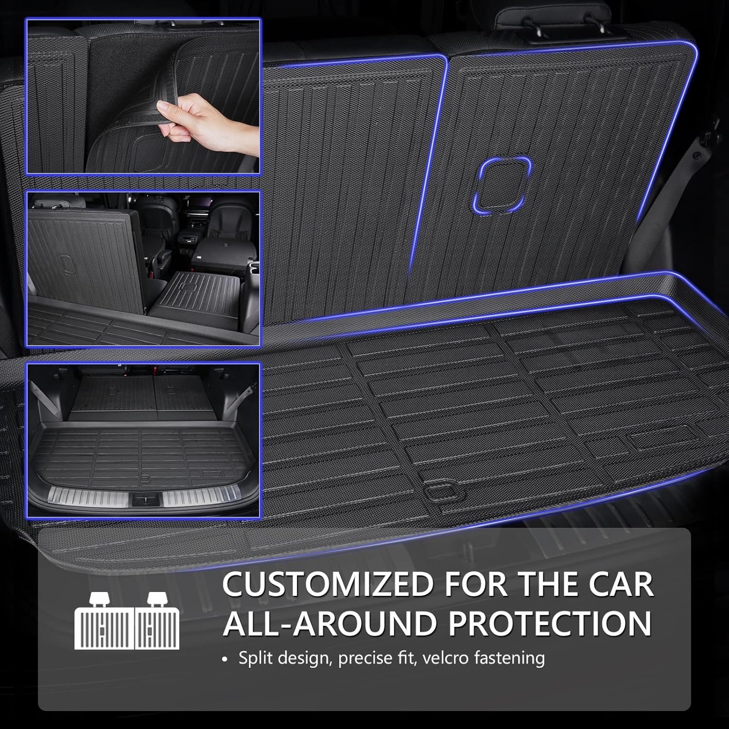 KELCSEECS® Floor Mats & Cargo Liner with Seatback Mats Custom for 2024 2025 Kia Seltos(Cargo Mat Only Fit The Upper Layer) All Weather Protection TPE Floor Liners Full Set Kia Seltos Accessories Black