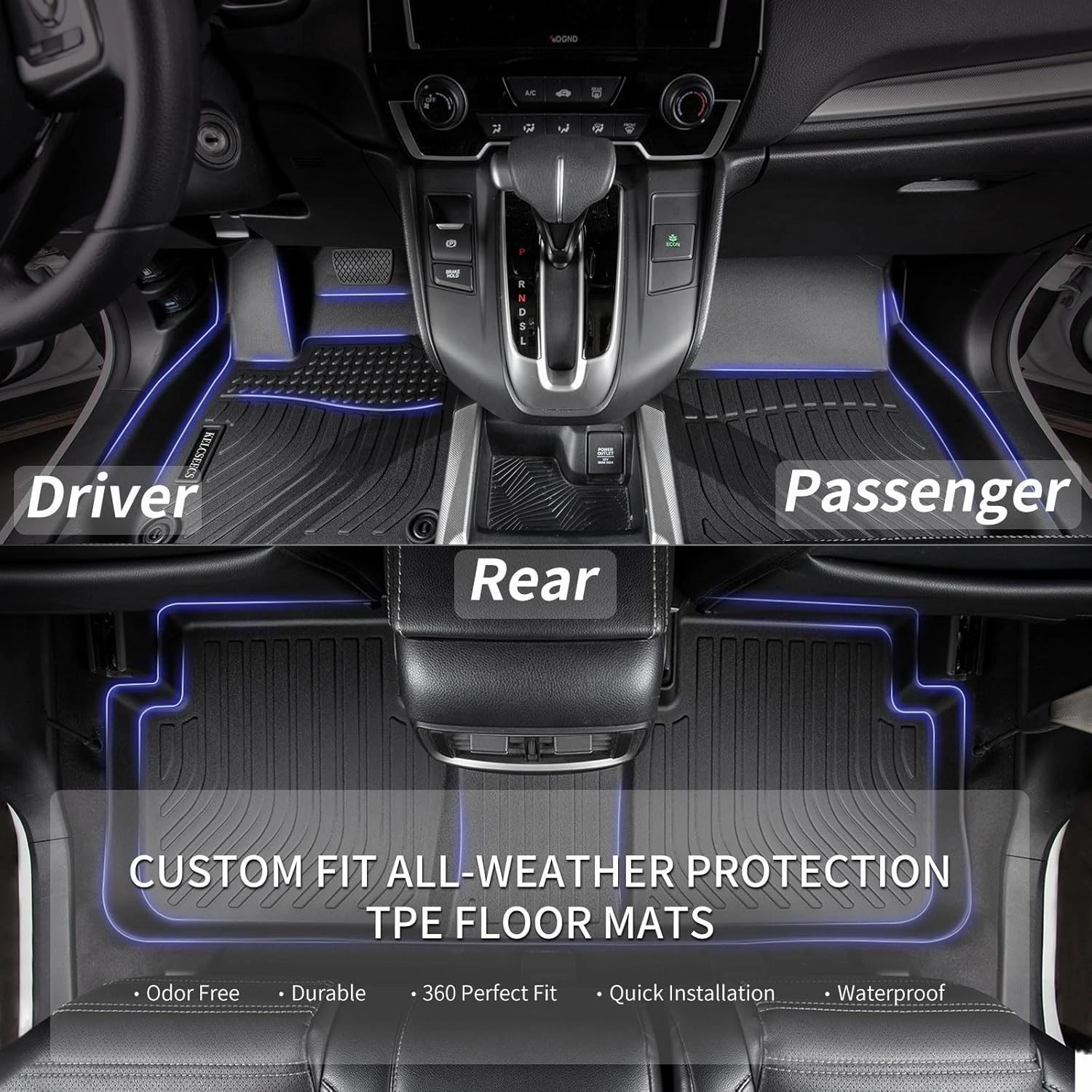 KELCSEECS® Floor Mats & Cargo Liner with Seatback Mats Custom for 2024 2025 Kia Seltos(Cargo Mat Only Fit The Upper Layer) All Weather Protection TPE Floor Liners Full Set Kia Seltos Accessories Black