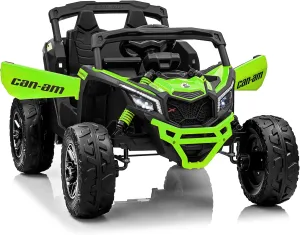 KerryYoo 24V Ride on Toys for Big Kids,2 Seater Kids Electric Ride on Car UTV 4WD/2WD,Power Wheels with EVA Rubber Tires,4x4 Shock Absorbers,Remote Control,Licensed Can-Am,Bluetooth-SU5 Green
