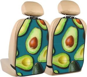 Kick Mat Back Seat Protector for Car 2 Pack Extra Large Car Back Seat Cover with 3 Storage Pockets Waterproof Seat Back Protector Fresh Tropical Fruit Backseat Car Organizer for Trucks SUV