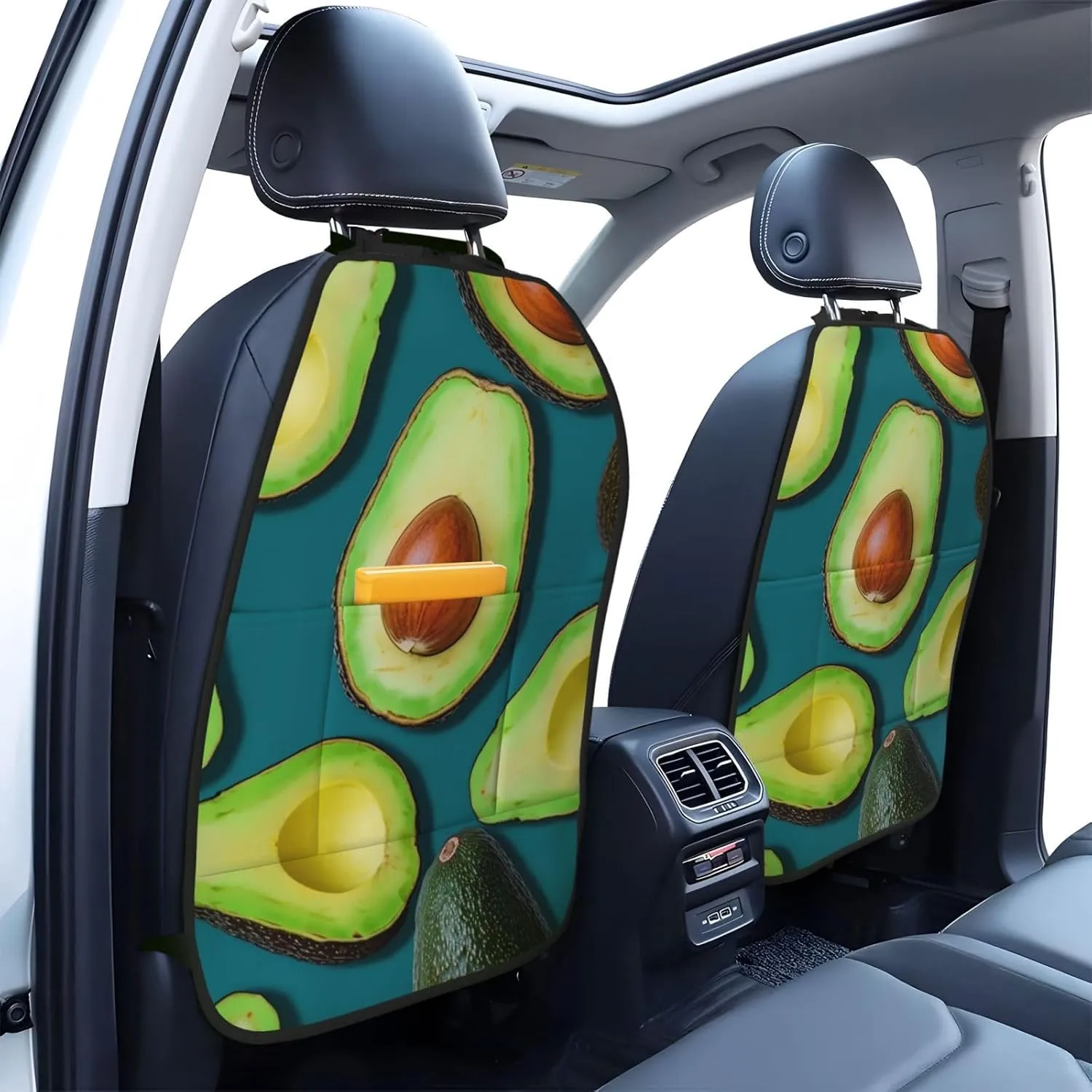 Kick Mat Back Seat Protector for Car 2 Pack Extra Large Car Back Seat Cover with 3 Storage Pockets Waterproof Seat Back Protector Fresh Tropical Fruit Backseat Car Organizer for Trucks SUV