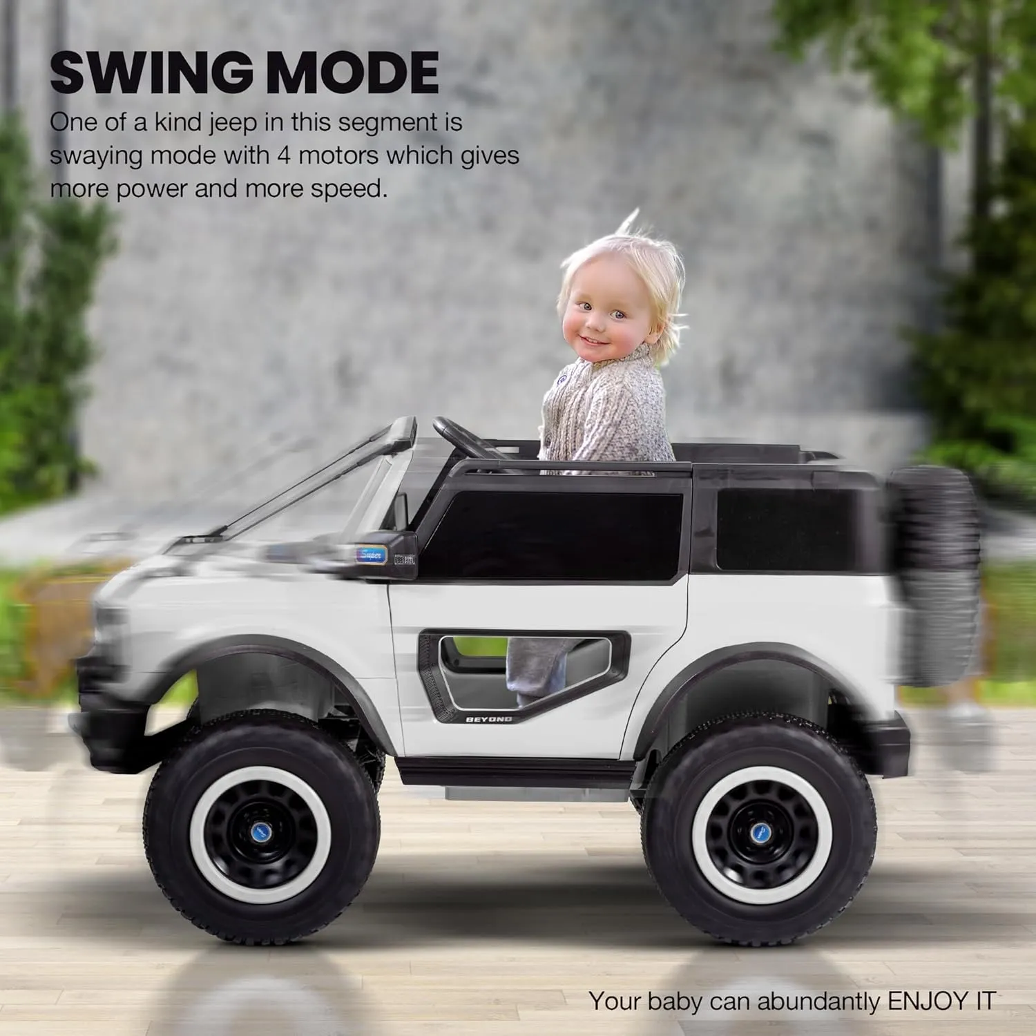 Kids Battery Operated Jeep for Kids, Ride on Toy Kids Car with LED Light & Music
