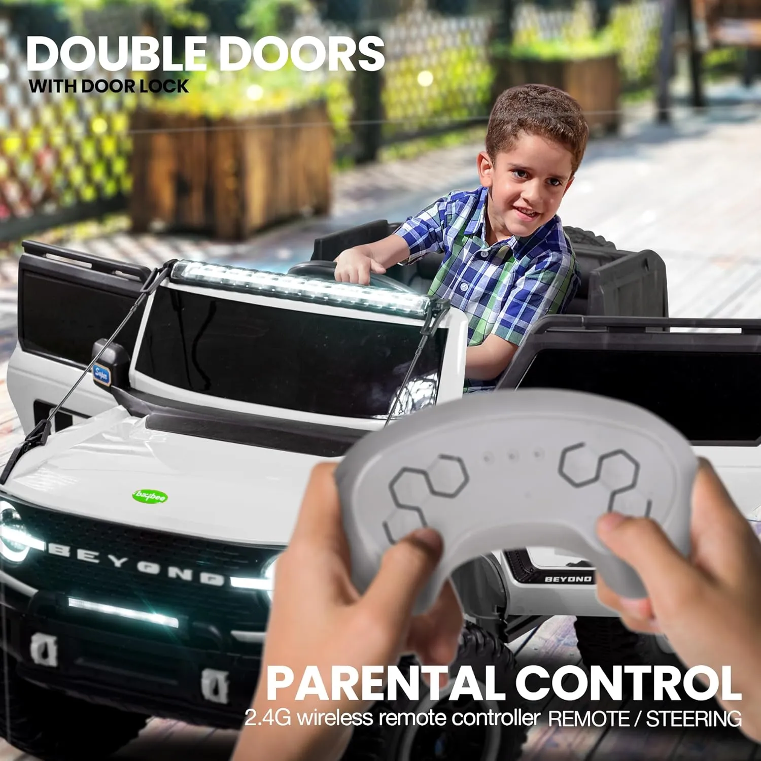 Kids Battery Operated Jeep for Kids, Ride on Toy Kids Car with LED Light & Music