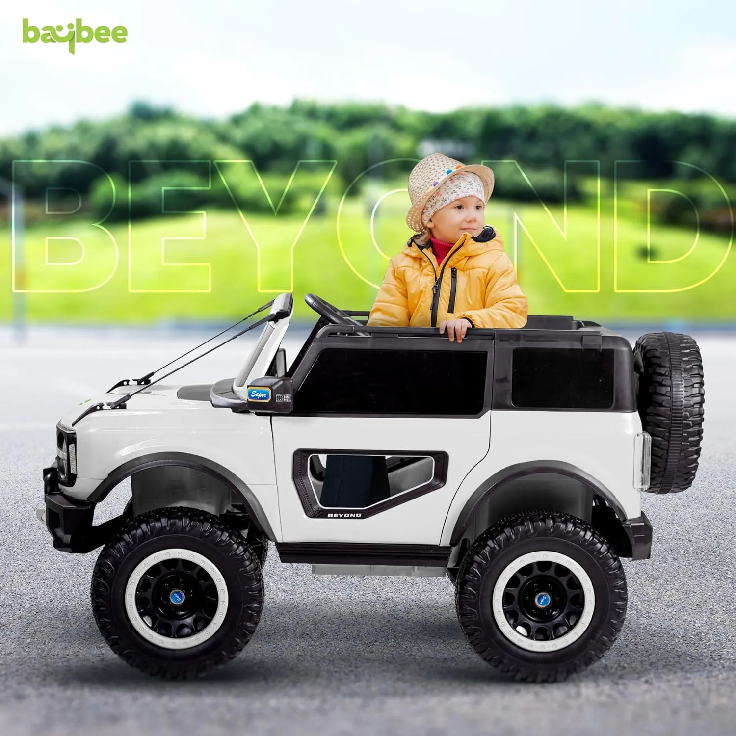 Kids Battery Operated Jeep for Kids, Ride on Toy Kids Car with LED Light & Music