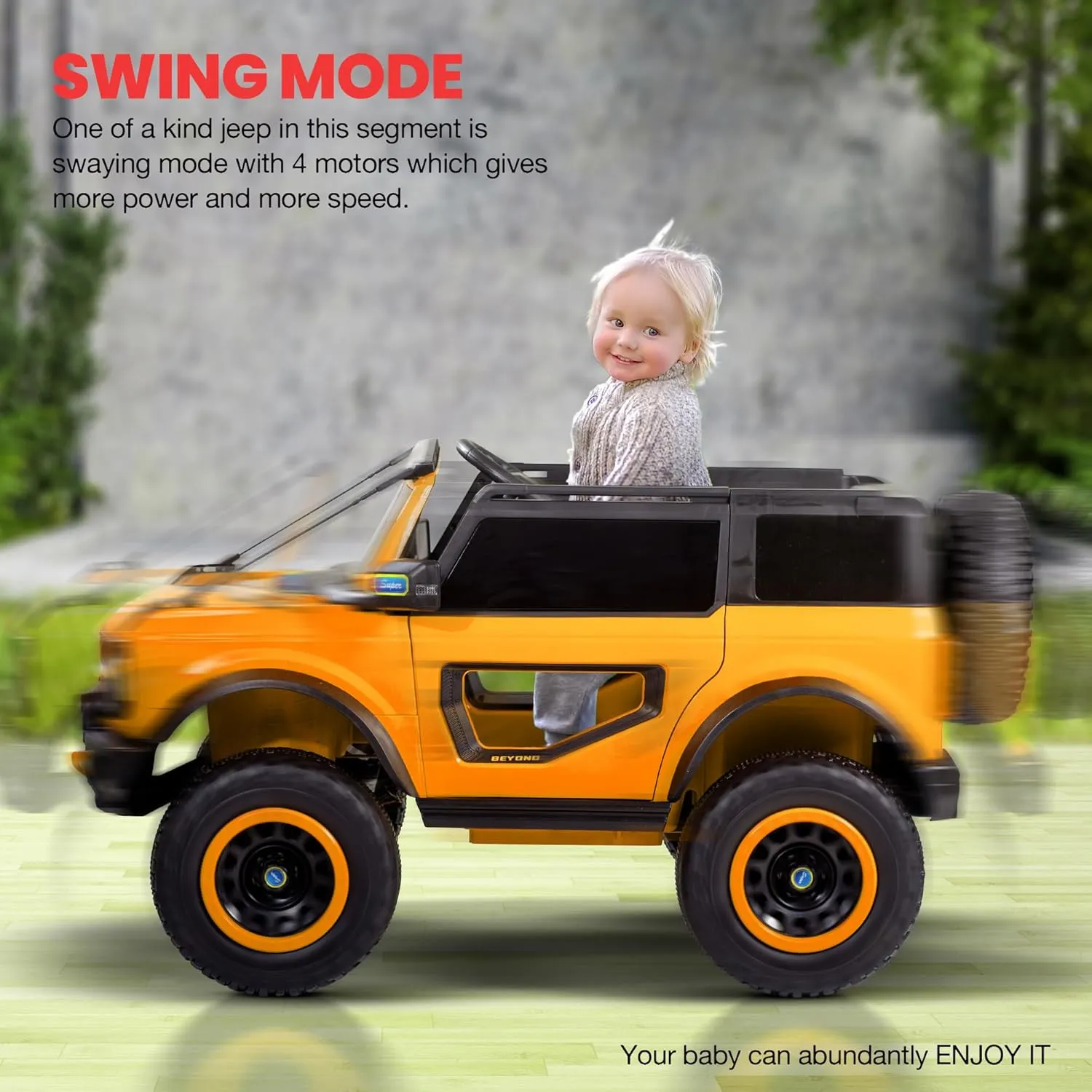 Kids Battery Operated Jeep for Kids, Ride on Toy Kids Car with LED Light & Music