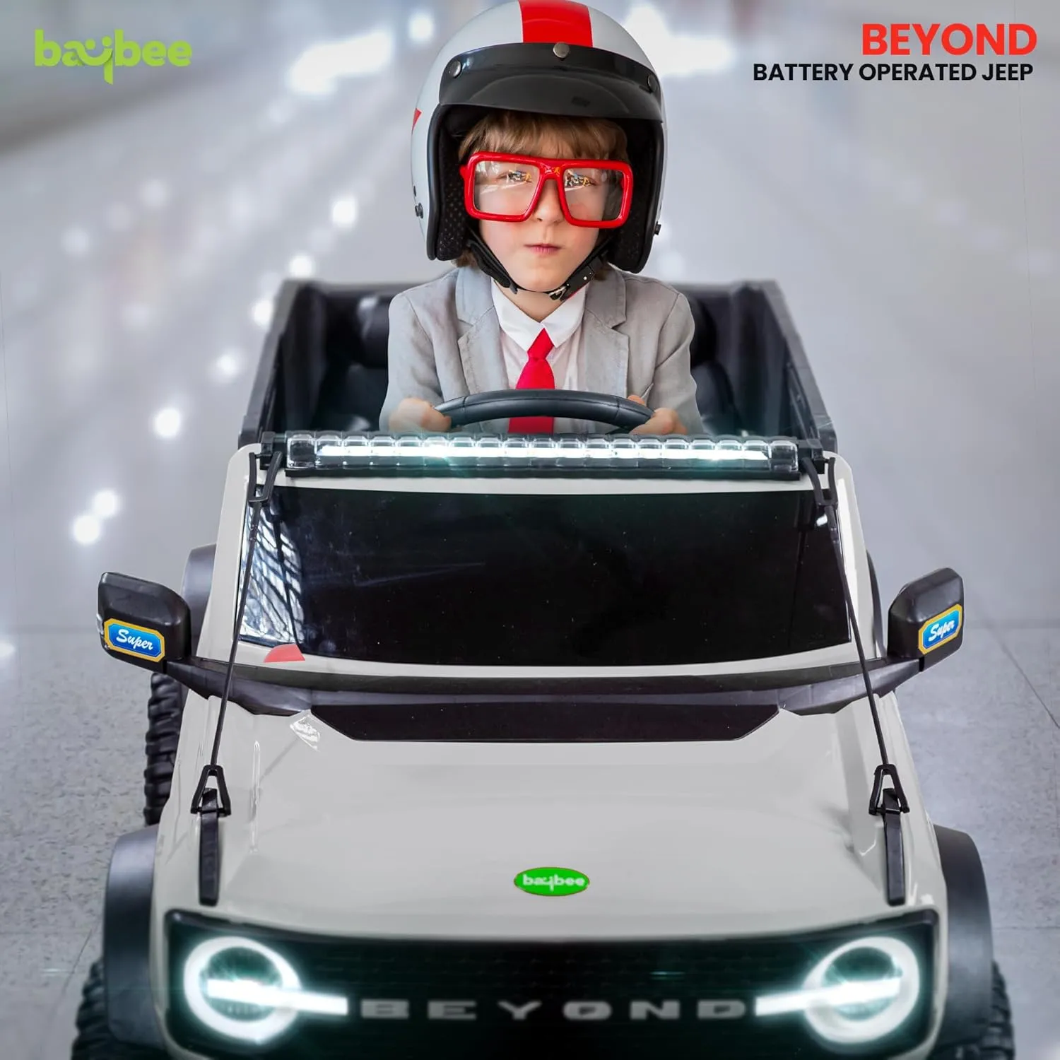 Kids Battery Operated Jeep for Kids, Ride on Toy Kids Car with LED Light & Music