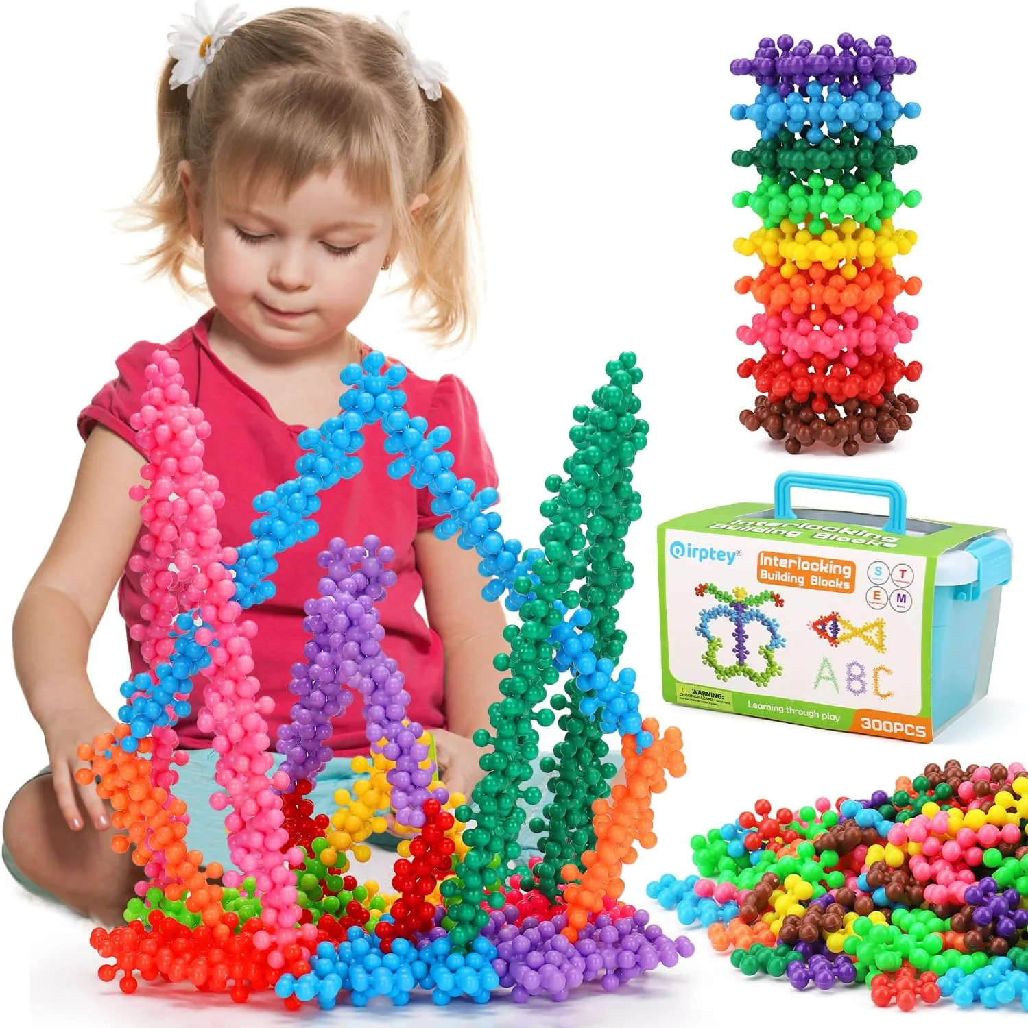 Kids Building STEM Toys for 3 4 5 6  Year Old Boy Girl Birthday Gift, 300PCS Educational Interlocking Discs Building Blocks for Kids Ages 3-5 4-8 5-7 Preschool Classroom Manipulatives Creative Games