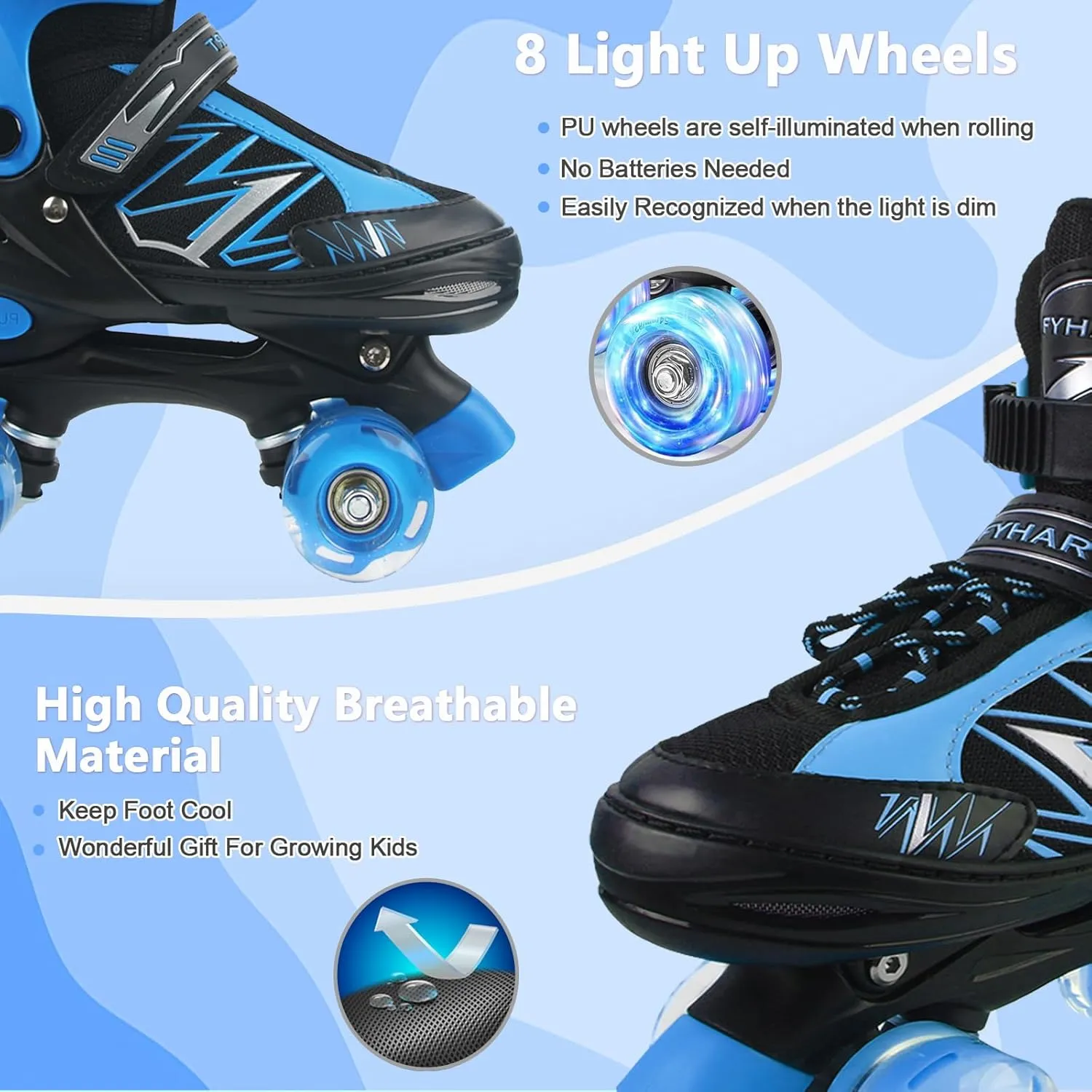 Kids Roller Skates for Boys Girls Beginner Toddlers, 4 Sizes Adjustable Roller Skates with Light up Wheels for Children, patines para niñas patins à roulettes Enfants Filles Garçons