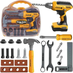 Kids Tool Set - Toddler Tool Set with Tool Box & Electronic Toy Drill - Kids Tool Box Set - Toy Tools for Kids Toddlers Boys Age 3-8 Years Old