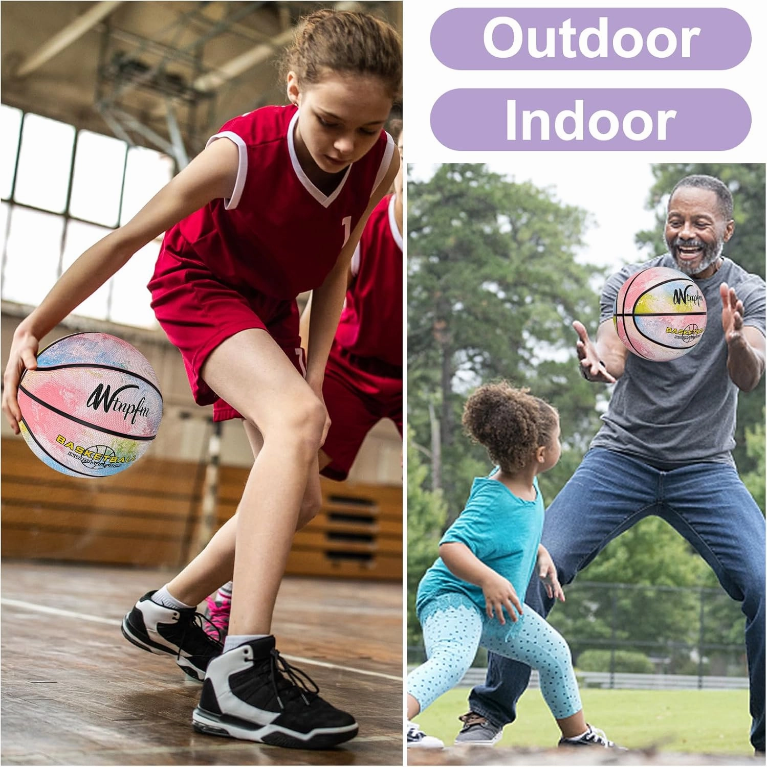Kids Basketball Size 3 (22"),Youth Basketball Size 5(27.5") for Beginner(Boys&Girls) Premium Rubber Indoor Outdoor for Age Under 12