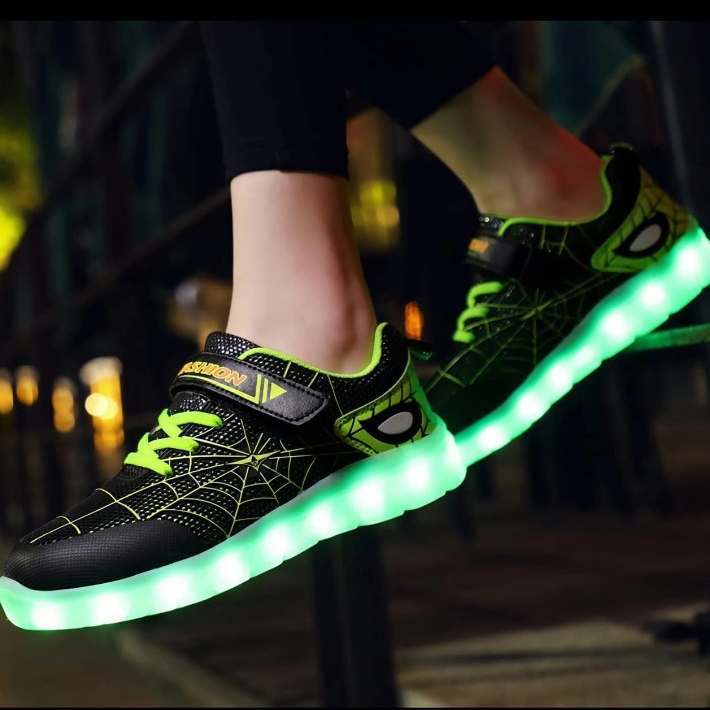 Kids Led Light Up Shoes Flash Sneakers with Spider Upper USB Charge Luminous Trainers for Boys Girls Toddles