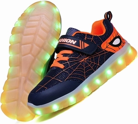 Kids Led Light Up Shoes Flash Sneakers with Spider Upper USB Charge Luminous Trainers for Boys Girls Toddles