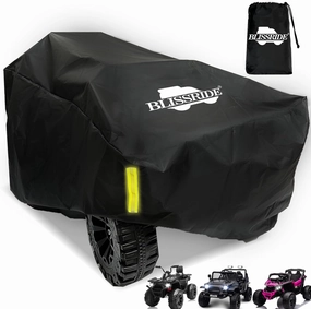 Kids Ride on Car Cover, Universal Large Toy Car Cover w/4 Reflective Strips, Adjustable Drawstring, Windproof Straps, Storage Bag, Outdoor Protective Wrapped Resistant Waterproof Power Wheels C over