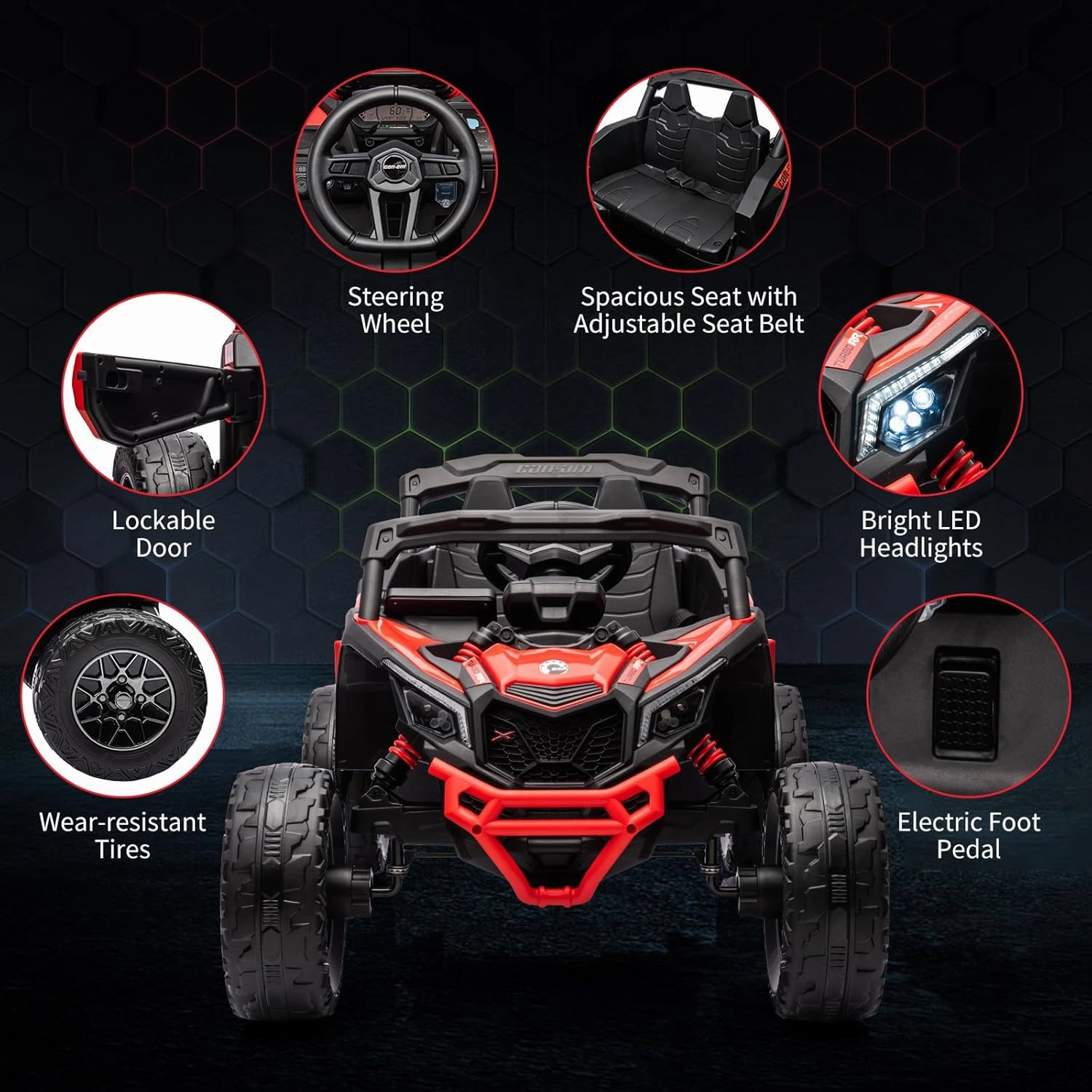 Kids UTV, Electric Ride on UTV Car, Licensed Can-Am Electric Off-Road Car, Ride On Truck Car w/Remote Control, Large Seat, Spring Suspension, Ride on Toys for Kids