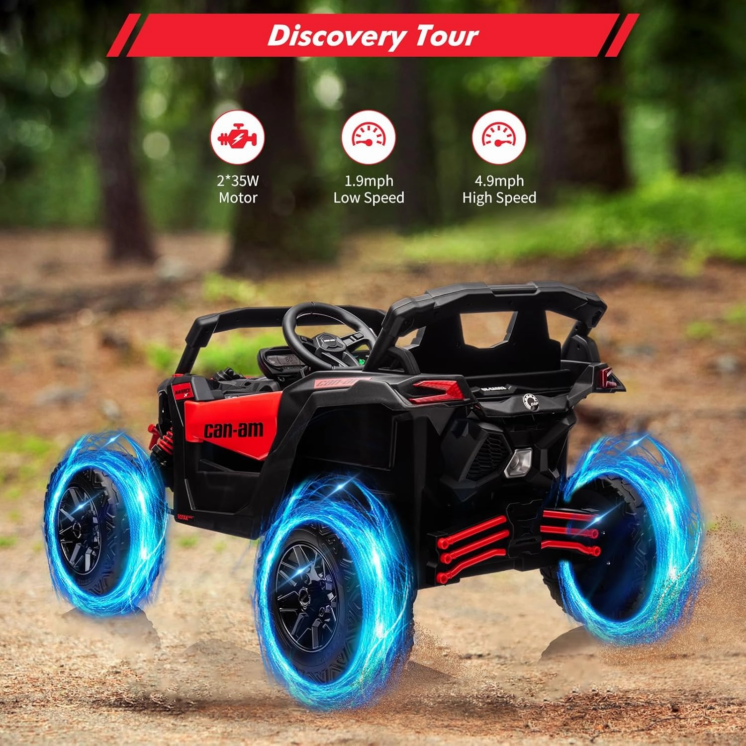 Kids UTV, Electric Ride on UTV Car, Licensed Can-Am Electric Off-Road Car, Ride On Truck Car w/Remote Control, Large Seat, Spring Suspension, Ride on Toys for Kids