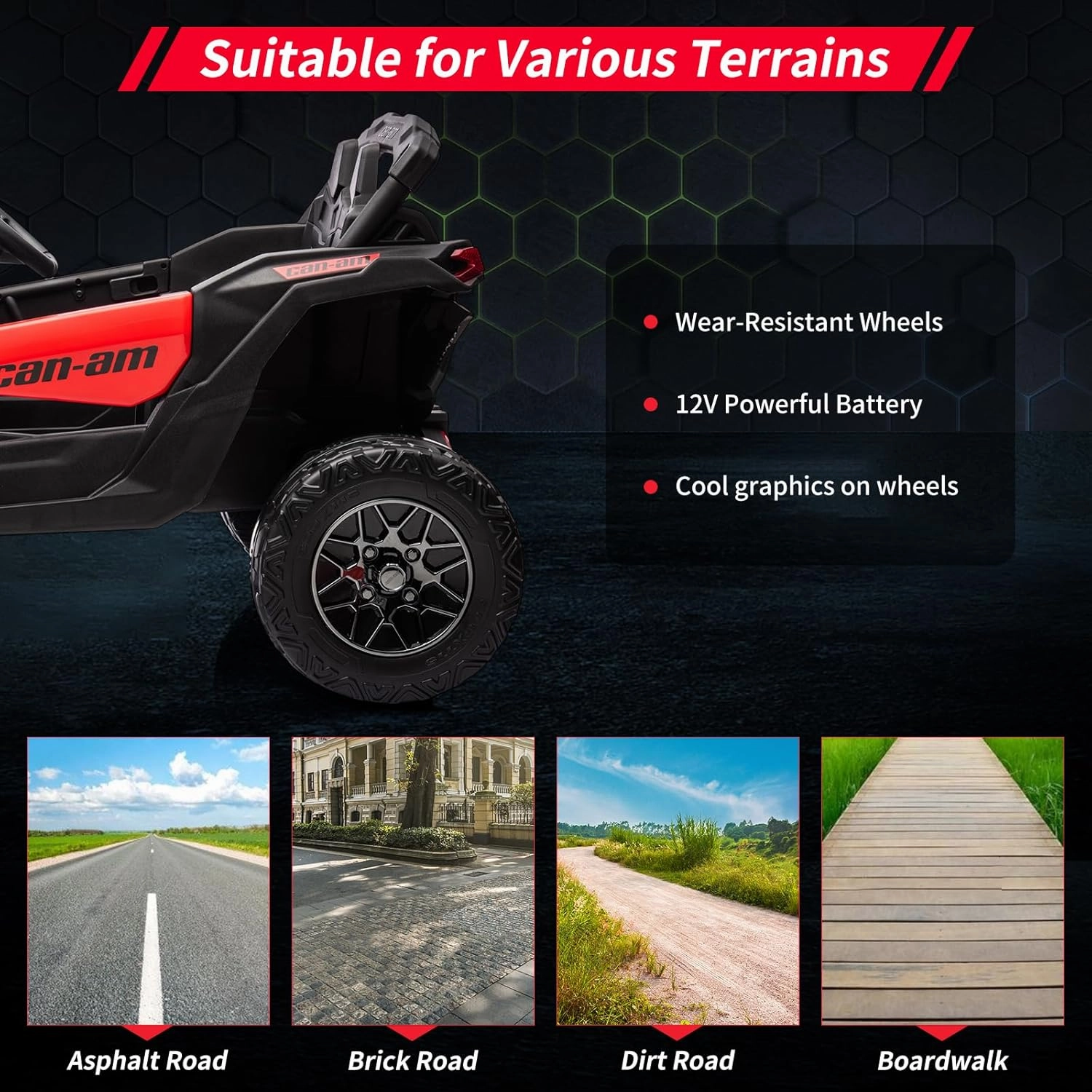 Kids UTV, Electric Ride on UTV Car, Licensed Can-Am Electric Off-Road Car, Ride On Truck Car w/Remote Control, Large Seat, Spring Suspension, Ride on Toys for Kids