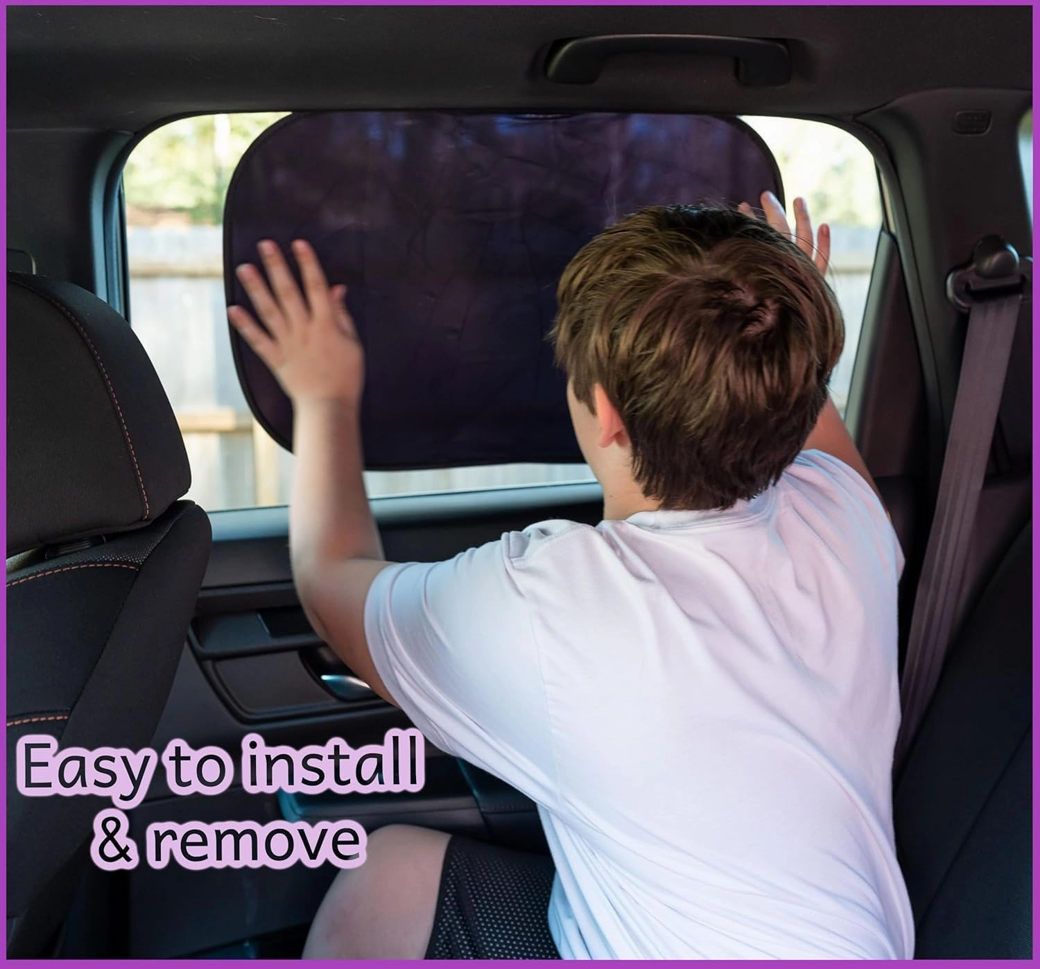 kinder Fluff Car Window Shade (4Pack)-The Only Certified Car Window Sun Shade for Baby Proven to Block 99.95% UVR - Mom's Choice Gold Award - Car Seat Sun Protection - Jumbo